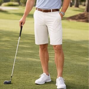 Travis Mathew Golf Shorts Bermuda Style Off White SZ 38 Golf Athleisure Weekends